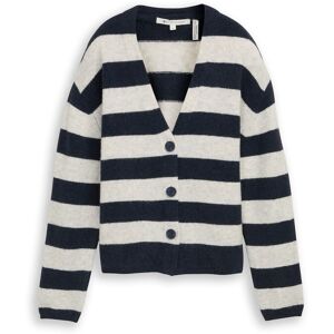 TOM TAILOR DENIM Damen Cardigan mit V-Ausschnitt, blau, Gestreift, Gr. S TOM TAILOR DENIM Damen Cardigan mit V-Ausschnitt, blau, Gestreift, Gr. S