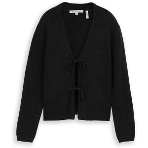 TOM TAILOR DENIM Damen Cardigan mit Schleifen-Details, schwarz, Gr. XS TOM TAILOR DENIM Damen Cardigan mit Schleifen-Details, schwarz, Gr. XS