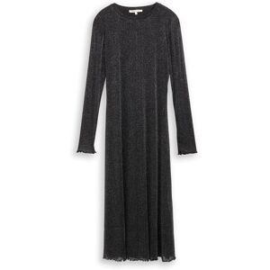 TOM TAILOR DENIM Damen Midi-Meshkleid mit Glitzer-Effekt, schwarz, Uni, Gr. M TOM TAILOR DENIM Damen Midi-Meshkleid mit Glitzer-Effekt, schwarz, Uni, Gr. M