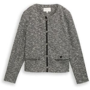 TOM TAILOR Damen Regular Fit Bouclé Jacke, schwarz, Meliert, Gr. S TOM TAILOR Damen Regular Fit Bouclé Jacke, schwarz, Meliert, Gr. S