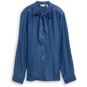 TOM TAILOR Damen Bluse mit Schleifen-Detail, blau, Uni, Gr. 42 TOM TAILOR Damen Bluse mit Schleifen-Detail, blau, Uni, Gr. 42