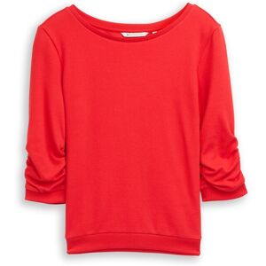 TOM TAILOR DENIM Damen Fitted Sweatshirt mit Raffungen, rot, Uni, Gr. S TOM TAILOR DENIM Damen Fitted Sweatshirt mit Raffungen, rot, Uni, Gr. S