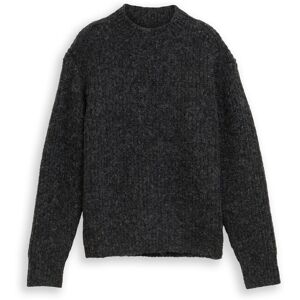TOM TAILOR DENIM Damen Relaxed Fit Strickpullover mit Stehkragen, grau, Meliert, Gr. M TOM TAILOR DENIM Damen Relaxed Fit Strickpullover mit Stehkragen, grau, Meliert, Gr. M