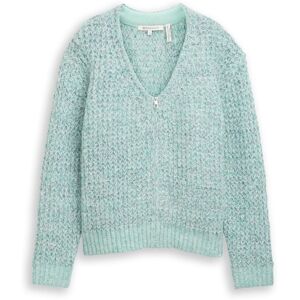 TOM TAILOR DENIM Damen Relaxed Fit Cardigan mit Wollanteil, grün, Meliert, Gr. XS TOM TAILOR DENIM Damen Relaxed Fit Cardigan mit Wollanteil, grün, Meliert, Gr. XS