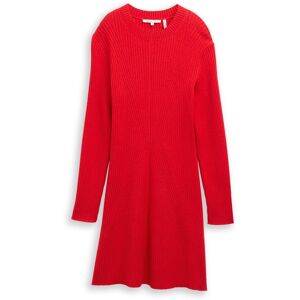 TOM TAILOR DENIM Damen Fitted Mini-Kleid aus Rippstrick, rot, Uni, Gr. M TOM TAILOR DENIM Damen Fitted Mini-Kleid aus Rippstrick, rot, Uni, Gr. M