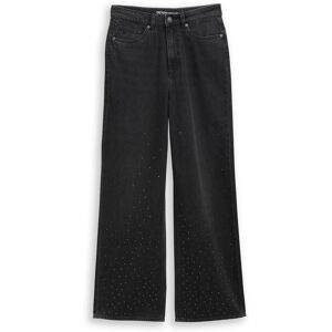 TOM TAILOR DENIM Damen TTLINOU WIDE Jeans mit Strasssteinen, schwarz, Uni, Gr. S/32 TOM TAILOR DENIM Damen TTLINOU WIDE Jeans mit Strasssteinen, schwarz, Uni, Gr. S/32
