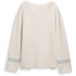 TOM TAILOR Damen Loose Fit Jacquard Strickpullover, beige, Gemustert, Gr. L TOM TAILOR Damen Loose Fit Jacquard Strickpullover, beige, Gemustert, Gr. L