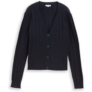 TOM TAILOR Damen Rib Cardigan mit Wollanteil, blau, Uni, Gr. XL TOM TAILOR Damen Rib Cardigan mit Wollanteil, blau, Uni, Gr. XL