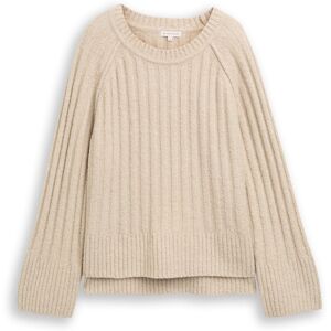 TOM TAILOR Damen Bouclé Strickpullover mit Wollanteil, beige, Meliert, Gr. XS TOM TAILOR Damen Bouclé Strickpullover mit Wollanteil, beige, Meliert, Gr. XS
