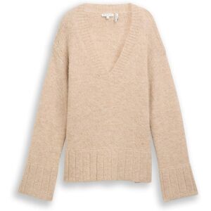 TOM TAILOR Damen Oversize Strickpullover mit Wollanteil, beige, Meliert, Gr. XS TOM TAILOR Damen Oversize Strickpullover mit Wollanteil, beige, Meliert, Gr. XS