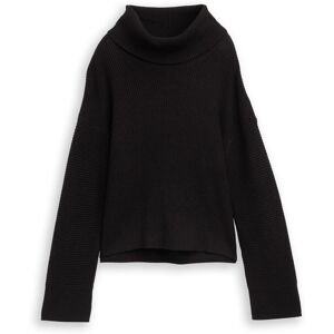 TOM TAILOR Damen Oversize Rollkragenpullover, schwarz, Uni, Gr. XS TOM TAILOR Damen Oversize Rollkragenpullover, schwarz, Uni, Gr. XS