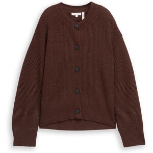 TOM TAILOR Damen Oversize Cardigan mit Rundhalsausschnitt, braun, Meliert, Gr. XXXL TOM TAILOR Damen Oversize Cardigan mit Rundhalsausschnitt, braun, Meliert, Gr. XXXL
