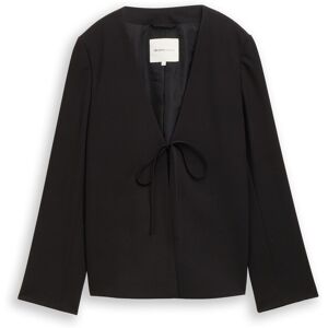 TOM TAILOR DENIM Damen Regular Fit Jacke mit Schleifen-Detail, schwarz, Uni, Gr. S TOM TAILOR DENIM Damen Regular Fit Jacke mit Schleifen-Detail, schwarz, Uni, Gr. S
