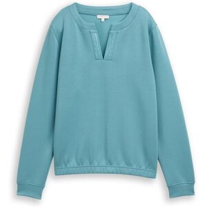 TOM TAILOR Damen Scuba Sweatshirt mit Strasssteinen, blau, Uni, Gr. M TOM TAILOR Damen Scuba Sweatshirt mit Strasssteinen, blau, Uni, Gr. M