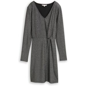TOM TAILOR DENIM Damen Fitted Mini-Kleid mit Glitzer-Effekt, schwarz, Uni, Gr. XXL TOM TAILOR DENIM Damen Fitted Mini-Kleid mit Glitzer-Effekt, schwarz, Uni, Gr. XXL