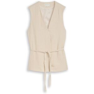 TOM TAILOR Damen Crinkle Blazer-Weste mit Leinenanteil, beige, Meliert, Gr. 46 TOM TAILOR Damen Crinkle Blazer-Weste mit Leinenanteil, beige, Meliert, Gr. 46