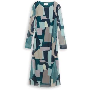 TOM TAILOR Damen Mesh Midi-Kleid mit Muster, grün, Gemustert, Gr. 40 TOM TAILOR Damen Mesh Midi-Kleid mit Muster, grün, Gemustert, Gr. 40