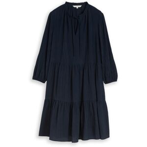 TOM TAILOR Damen Crinkle Kleid mit Volants, blau, Uni, Gr. 46 TOM TAILOR Damen Crinkle Kleid mit Volants, blau, Uni, Gr. 46
