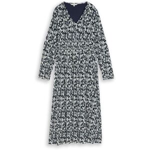 TOM TAILOR Damen Crinkle Midi-Kleid mit Muster, blau, Gemustert, Gr. 40 TOM TAILOR Damen Crinkle Midi-Kleid mit Muster, blau, Gemustert, Gr. 40