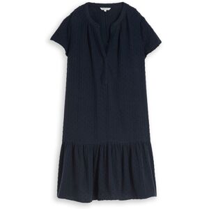 TOM TAILOR Damen Musselin Kleid mit gepunkteter Struktur, blau, Uni, Gr. 34 TOM TAILOR Damen Musselin Kleid mit gepunkteter Struktur, blau, Uni, Gr. 34
