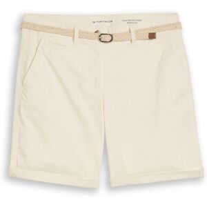TOM TAILOR Damen Chino Bermuda Shorts mit Gürtel, weiß, Uni, Gr. 38 TOM TAILOR Damen Chino Bermuda Shorts mit Gürtel, weiß, Uni, Gr. 38