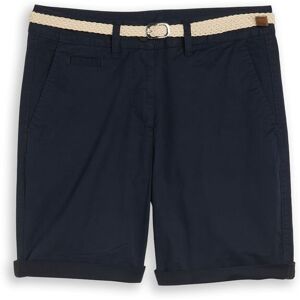 TOM TAILOR Damen Chino Bermuda Shorts mit Gürtel, blau, Uni, Gr. 46 TOM TAILOR Damen Chino Bermuda Shorts mit Gürtel, blau, Uni, Gr. 46