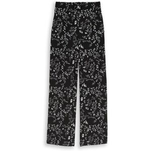 TOM TAILOR DENIM Damen Crinkle Wide Leg Hose, schwarz, Geblümt, Gr. XL TOM TAILOR DENIM Damen Crinkle Wide Leg Hose, schwarz, Geblümt, Gr. XL