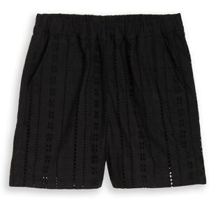 TOM TAILOR DENIM Damen Shorts mit Lochstickerei, schwarz, Uni, Gr. M TOM TAILOR DENIM Damen Shorts mit Lochstickerei, schwarz, Uni, Gr. M