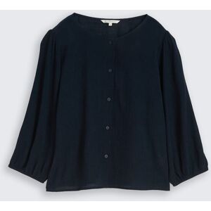 TOM TAILOR DENIM Damen Crinkle Bluse mit Knopfleiste, blau, Uni, Gr. XXL TOM TAILOR DENIM Damen Crinkle Bluse mit Knopfleiste, blau, Uni, Gr. XXL