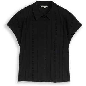 TOM TAILOR DENIM Damen Bluse mit Lochstickerei, schwarz, Uni, Gr. XXL TOM TAILOR DENIM Damen Bluse mit Lochstickerei, schwarz, Uni, Gr. XXL