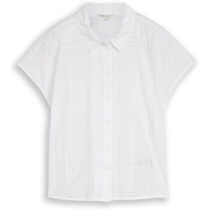 TOM TAILOR DENIM Damen Bluse mit Lochstickerei, weiß, Uni, Gr. M TOM TAILOR DENIM Damen Bluse mit Lochstickerei, weiß, Uni, Gr. M