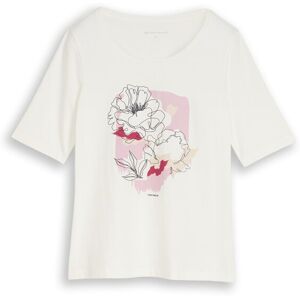 TOM TAILOR Damen T-Shirt mit Print, weiß, Uni, Gr. L TOM TAILOR Damen T-Shirt mit Print, weiß, Uni, Gr. L