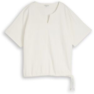 TOM TAILOR Damen Jacquard Sweatshirt mit V-Ausschnitt, weiß, Uni, Gr. S TOM TAILOR Damen Jacquard Sweatshirt mit V-Ausschnitt, weiß, Uni, Gr. S
