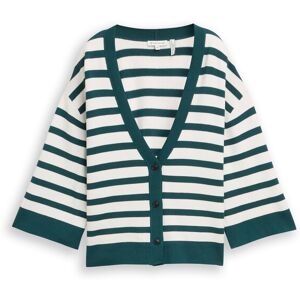 TOM TAILOR Damen Loose Fit Cardigan mit Streifenmuster, grün, Gestreift, Gr. M TOM TAILOR Damen Loose Fit Cardigan mit Streifenmuster, grün, Gestreift, Gr. M