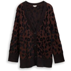 TOM TAILOR Damen Plus Size - Loose Fit Cardigan mit Leo-Muster, braun, Animalprint, Gr. 48 TOM TAILOR Damen Plus Size - Loose Fit Cardigan mit Leo-Muster, braun, Animalprint, Gr. 48