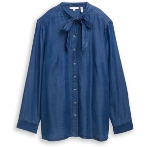 TOM TAILOR Damen Plus Size - Bluse mit Schleifen-Detail, blau, Uni, Gr. 46 TOM TAILOR Damen Plus Size - Bluse mit Schleifen-Detail, blau, Uni, Gr. 46