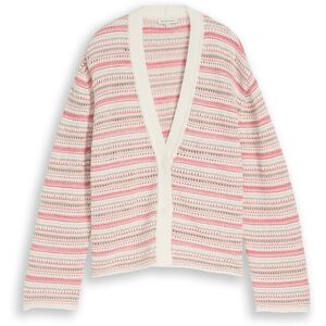 TOM TAILOR Damen Loose Fit Cardigan mit Streifenmuster, rosa, Gestreift, Gr. XL TOM TAILOR Damen Loose Fit Cardigan mit Streifenmuster, rosa, Gestreift, Gr. XL