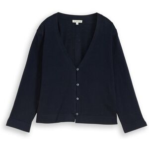 TOM TAILOR Damen Cardigan aus Baumwolle, blau, Uni, Gr. XXXL TOM TAILOR Damen Cardigan aus Baumwolle, blau, Uni, Gr. XXXL