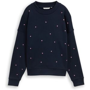 TOM TAILOR DENIM Damen Loose Fit Sweatshirt mit Stickerei, blau, Uni, Gr. L TOM TAILOR DENIM Damen Loose Fit Sweatshirt mit Stickerei, blau, Uni, Gr. L