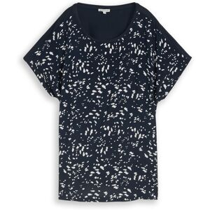TOM TAILOR Damen Plus Size - T-Shirt im Material-Mix, blau, Gepunktet, Gr. 46 TOM TAILOR Damen Plus Size - T-Shirt im Material-Mix, blau, Gepunktet, Gr. 46