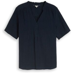 TOM TAILOR Damen Plus Size - Crinkle Bluse mit V-Ausschnitt, blau, Uni, Gr. 46 TOM TAILOR Damen Plus Size - Crinkle Bluse mit V-Ausschnitt, blau, Uni, Gr. 46