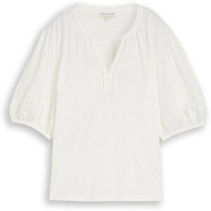 TOM TAILOR Damen Blusenshirt mit Spitzendetails, weiß, Uni, Gr. S TOM TAILOR Damen Blusenshirt mit Spitzendetails, weiß, Uni, Gr. S