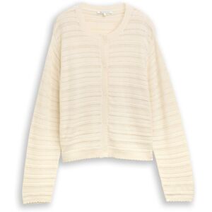 TOM TAILOR DENIM Damen Cardigan mit Lochmuster, weiß, Uni, Gr. S TOM TAILOR DENIM Damen Cardigan mit Lochmuster, weiß, Uni, Gr. S
