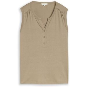 TOM TAILOR Damen Henley Top mit Raffungen, grün, Uni, Gr. XL TOM TAILOR Damen Henley Top mit Raffungen, grün, Uni, Gr. XL