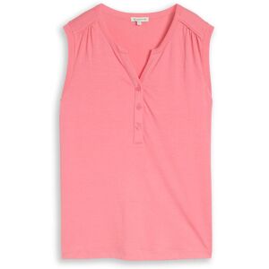 TOM TAILOR Damen Henley Top mit Raffungen, rosa, Uni, Gr. XL TOM TAILOR Damen Henley Top mit Raffungen, rosa, Uni, Gr. XL