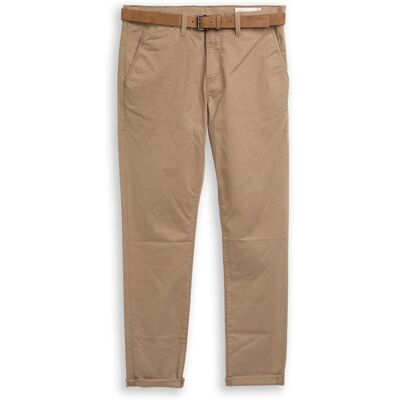 TOM TAILOR DENIM Herren Chino Hose mit Gürtel, braun, Uni, Gr. 28/32 TOM TAILOR DENIM Herren Chino Hose mit Gürtel, braun, Uni, Gr. 28/32
