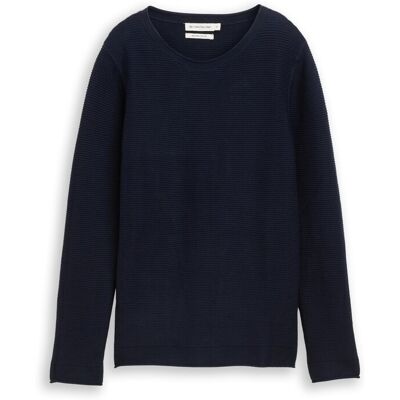 TOM TAILOR Damen Strickpullover mit Rundhalsausschnitt, blau, Uni, Gr. S TOM TAILOR Damen Strickpullover mit Rundhalsausschnitt, blau, Uni, Gr. S