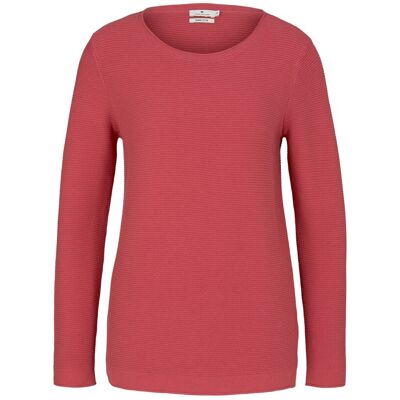 TOM TAILOR Damen Strickpullover mit Rundhalsausschnitt, rot, Uni, Gr. L TOM TAILOR Damen Strickpullover mit Rundhalsausschnitt, rot, Uni, Gr. L