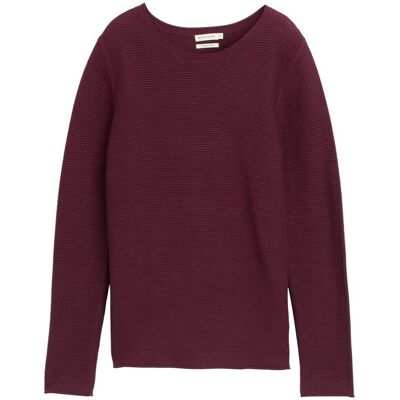 TOM TAILOR Damen Strickpullover aus Baumwolle, rot, Uni, Gr. S TOM TAILOR Damen Strickpullover aus Baumwolle, rot, Uni, Gr. S