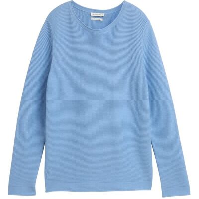 TOM TAILOR Damen Strickpullover aus Baumwolle, blau, Uni, Gr. XS TOM TAILOR Damen Strickpullover aus Baumwolle, blau, Uni, Gr. XS